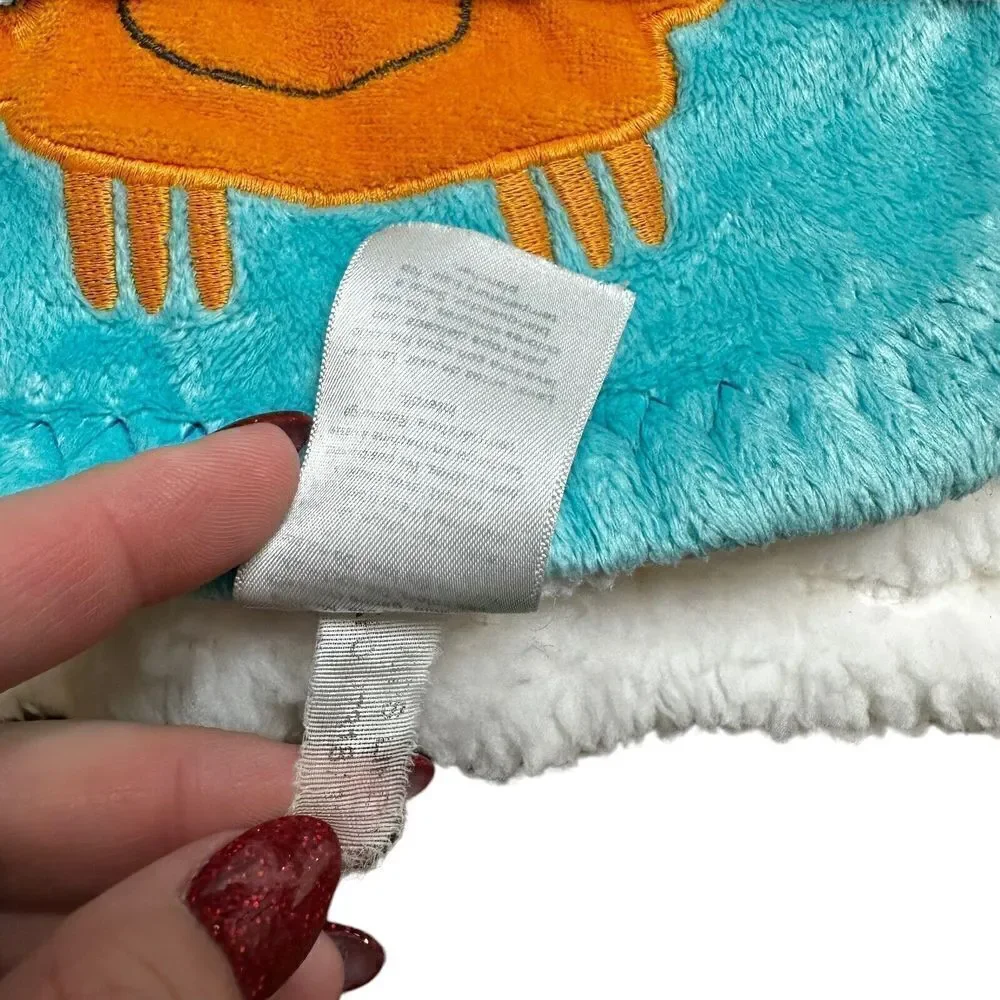 Baby Carter's Blue Green Crab Sherpa‎ Minky Security Baby Blanket Lovey 29x37”